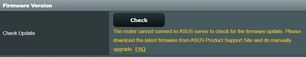 The check for new firmware fails