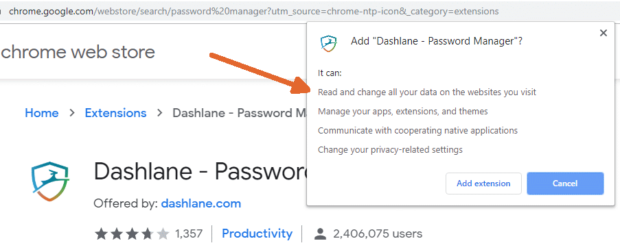 dashlane chrome extension