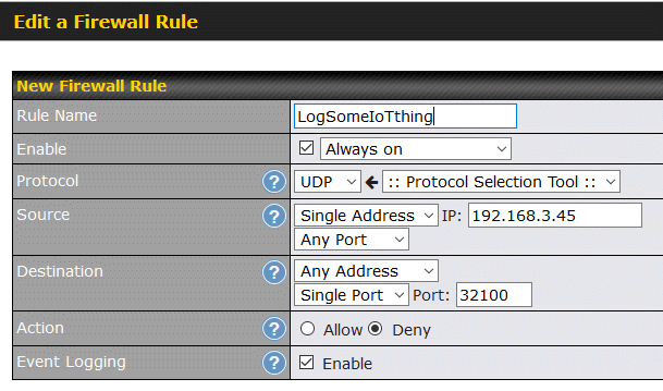 Configuring an outbound firewall rule