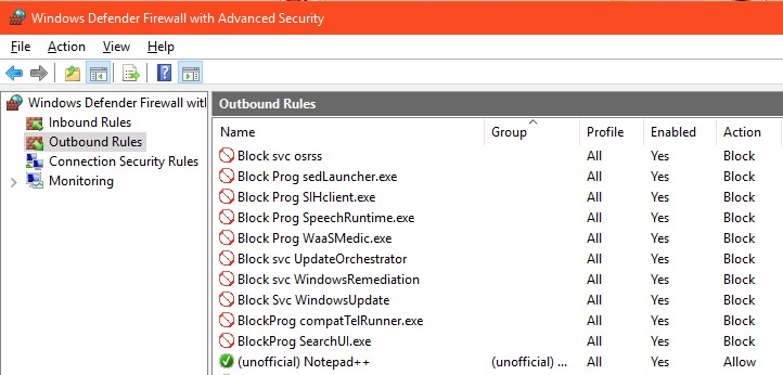 Outbound Firewall Rules in Windows 10