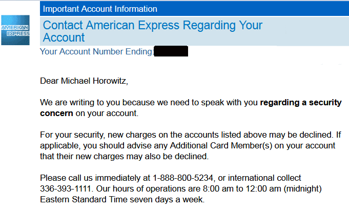 email that is maybe from Amex