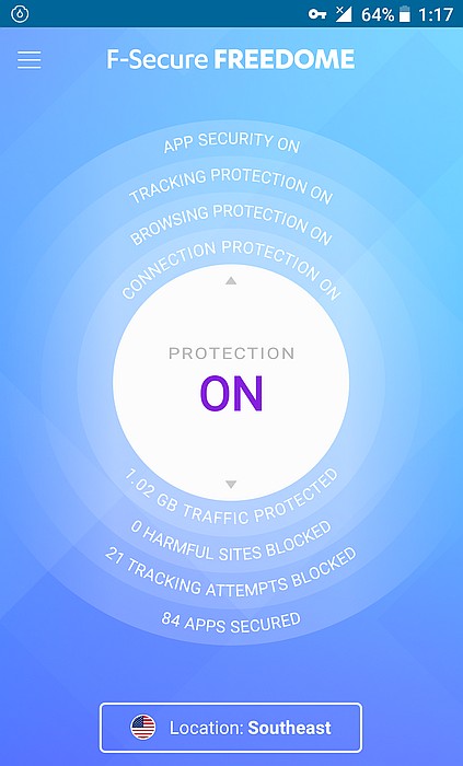 F-Secure Freedome Home Screen