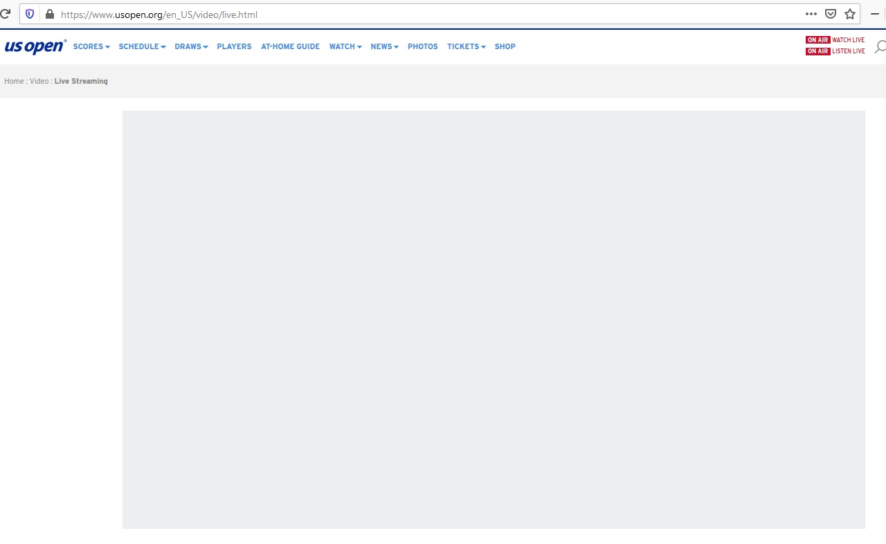 US Open - no video with ads and trackers blocked